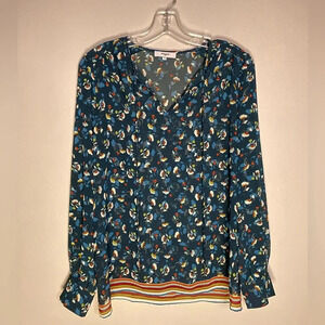 Suncoo Paris Lucille tunic top blouse navy‎ blue floral size T2 or medium
